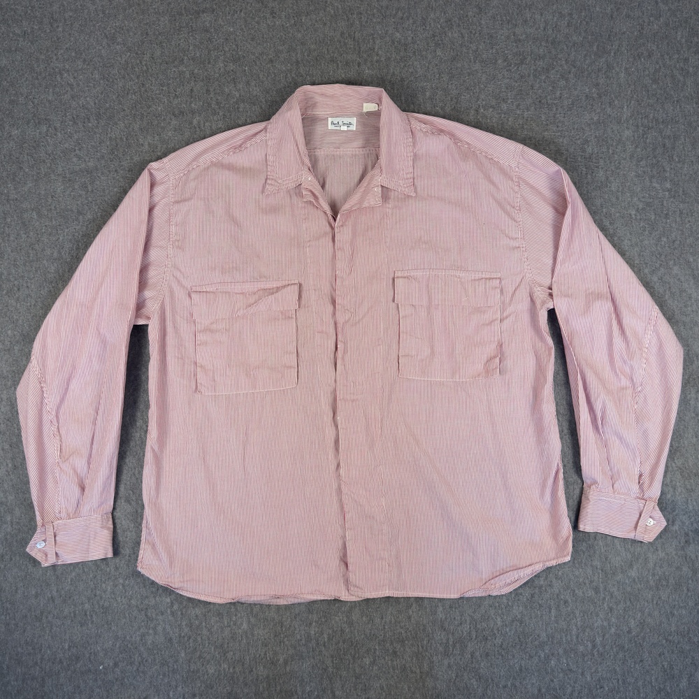 Paul Smith Shirt Mens XL Red Stripe 100% Cotton Long Sleeve Button-Up Casual